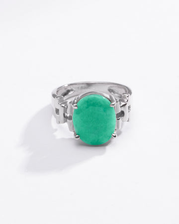 Radiant Green Emerald (Panna) Ring in Sterling Silver – #1199