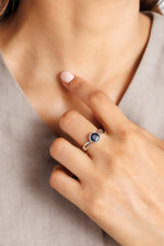 925 Silver Blue Sapphire (Neelam) Ring - 1102B