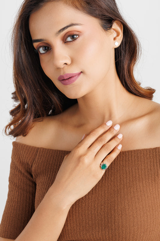 Trustworthy Emerald (Panna) Ring – 925 Silver - #1134N4