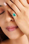 Velvet Hue Emerald (Panna) Ring – 925 Silver - #1201B