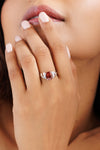 Garnet (Gomed) Ring – 925 Silver Minimalist - #1196N4