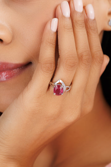 Luxe Ruby (Manik) Ring – 925 Silver - #1192N4