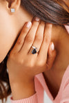 Simple Blue Sapphire (Neelam) Ring – 925 Silver - #1202N4