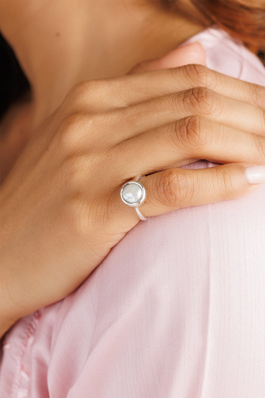 Opulent Pearl (Moti) Ring – 925 Silver - #1216 R