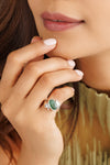 925 Silver Emerald (Panna) Ring - #1103B