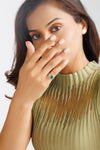 Modern Emerald (Panna) Ring – 925 Silver Silhouette - #1178B