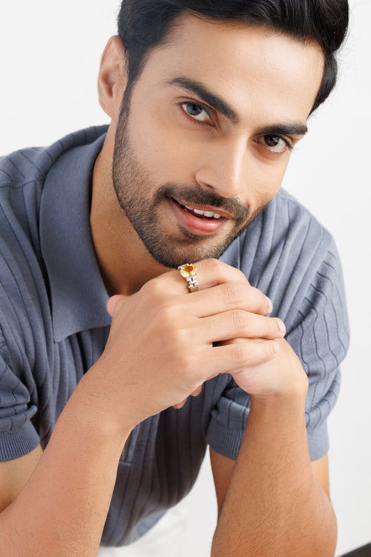 Luxe Golden Topaz (Sunahara Pukhraj) Ring – 925 Silver - #1199N4