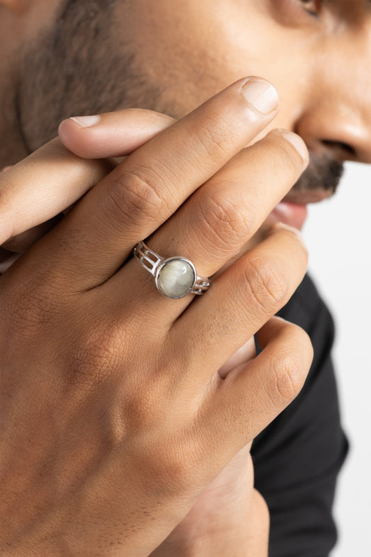 Premium Cat's Eye (Lehsunia) Ring – 925 Silver - #1142