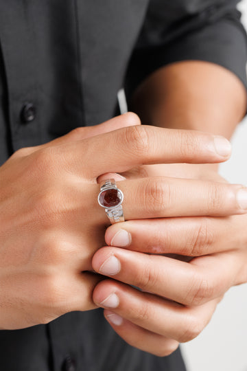 Luxe Garnet (Gomed) Ring – 925 Silver - #1236N4
