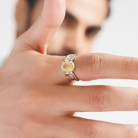 Yellow Sapphire (Pukhraj) Gemstone Ring – 925 Silver - #1217N4 - Myra