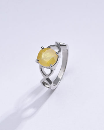 Unisex Yellow Sapphire (Pukhraj) Ring in 925 Silver – #1105