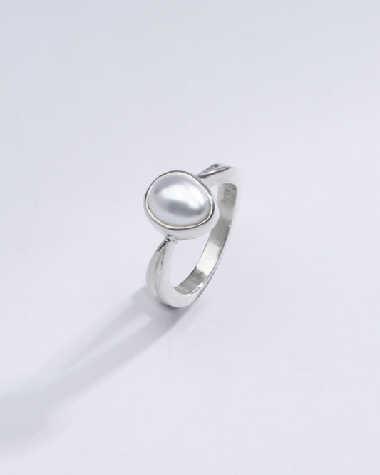 Natural Pearl (Moti) Ring in 925 Silver - #1201