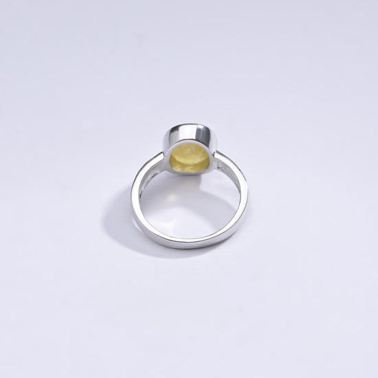 Authentic Yellow Sapphire (Pukhraj) Ring In 925 Silver – For Prosperity And Wealth #1139 Gemstone