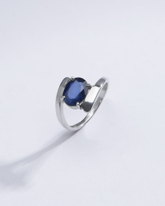 Authentic Blue Sapphire (Neelam) Ring in 925 Silver – #1138