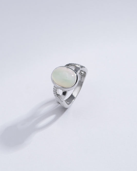 Minimalist Opal (Doodhiya) Ring in Sterling Silver – #1104