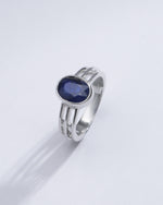 Authentic Blue Sapphire (Neelam) Gemstone Ring in Sterling Silver – #1142