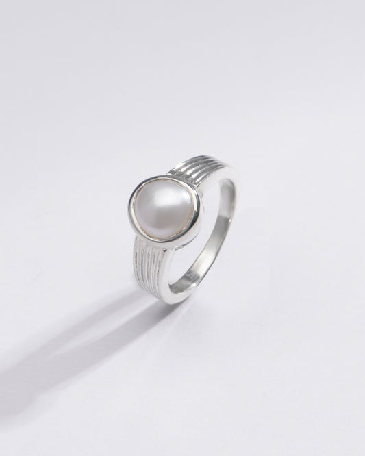 Genuine Pearl (Moti) Gemstone Ring in 925 Silver - #1225