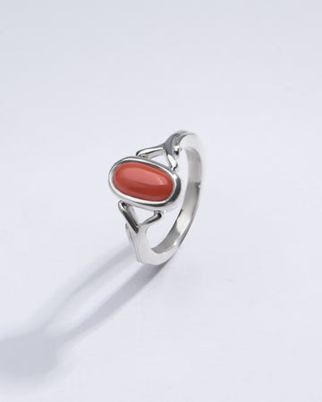 Classic Red Coral (Moonga) Ring in Sterling Silver – #1175