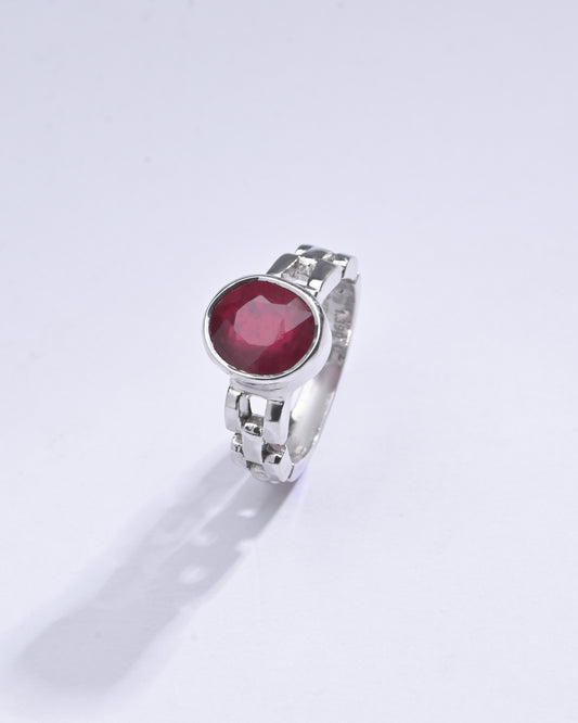 Radiant Ruby (Manik) Gemstone Ring in 925 silver - #1245