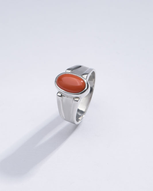 Authentic Red Coral (Moonga) Ring in Sterling Silver – #1111