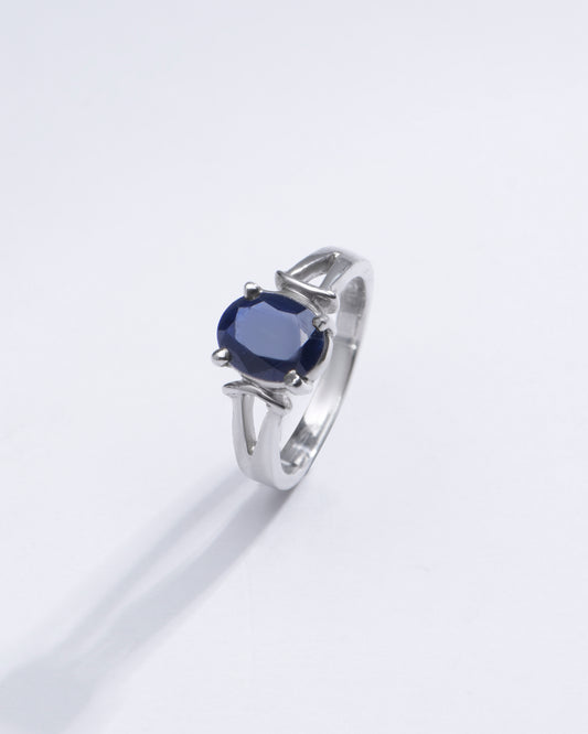 Royal Blue Sapphire (Neelam) Ring in 925 Silver – #1148N4 - Myra