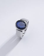 Authentic Blue Sapphire (Neelam) Gemstone Ring in Sterling Silver – #1224