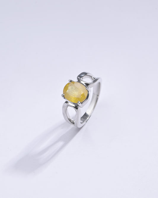 Radiant Yellow Sapphire (Pukhraj) Ring in Sterling Silver – #1217