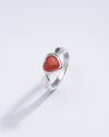 Minimalist Red Coral (Moonga) Ring in 925 Silver -  #1136