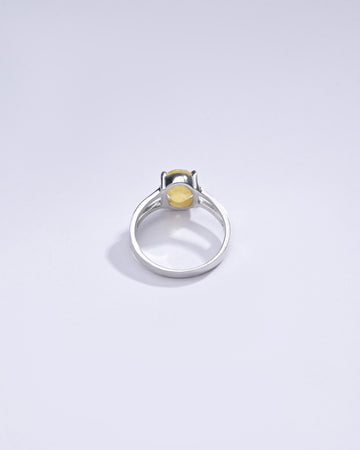 Classic Round Yellow Sapphire (Pukhraj) Ring in 925 Silver – #1164