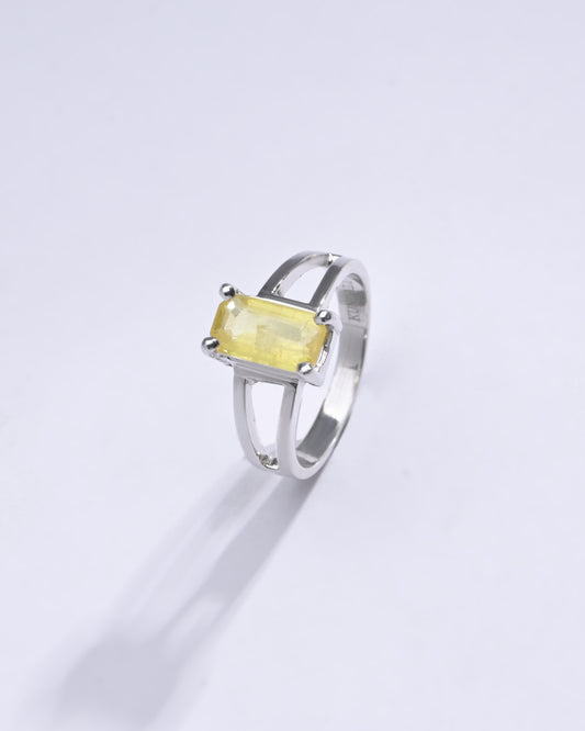 Genuine Yellow Sapphire (Pukhraj) Ring in 925 Silver – #1150N4 Re - Myra