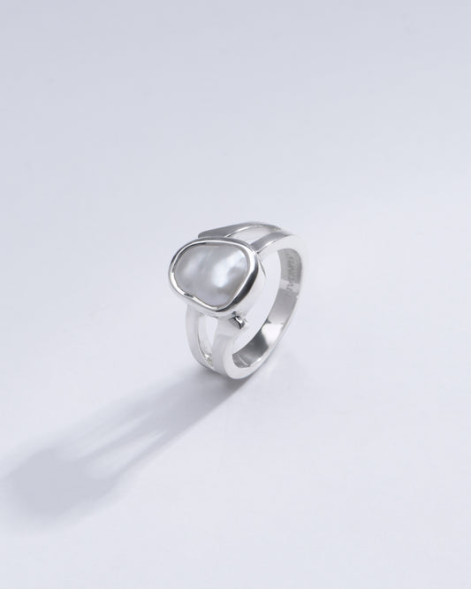 Elegant Pearl (Moti) Ring in 925 Sterling Silver - #1182 U - Myra