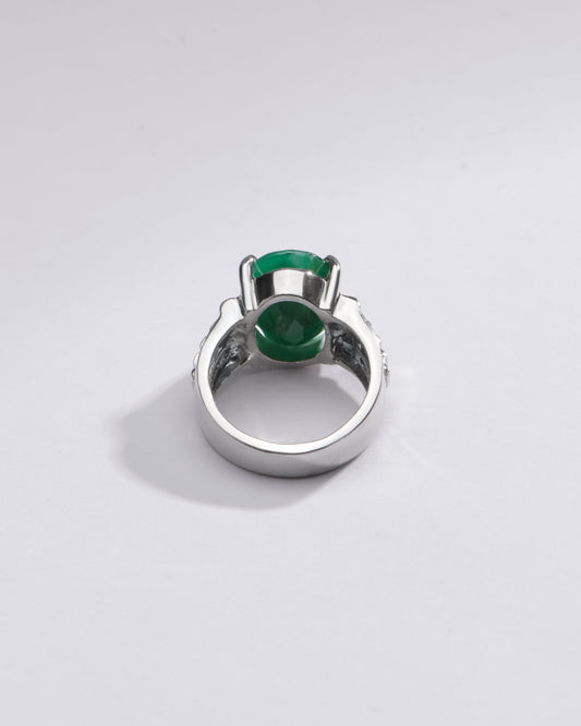 Authentic Emerald (Panna) Ring in Sterling Silver – #1236