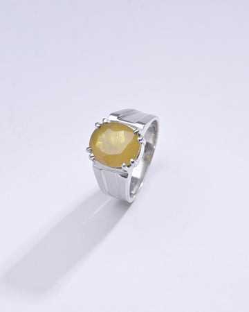 Glory Yellow Sapphire (Pukhraj) Ring in 925 Silver – #1111