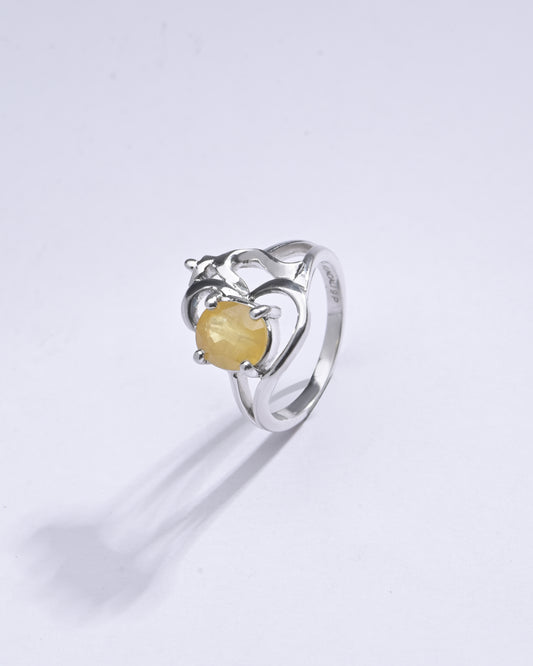 Authentic Yellow Sapphire (Pukhraj) Ring in 925 Sterling Silver – #1284