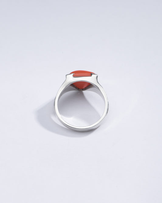 Bold Red Coral (Moonga) Ring in Silver - #1197