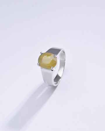 Natural Yellow Sapphire (Pukhraj) Ring in Sterling Silver – #1224