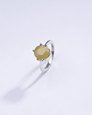 Authentic Yellow Sapphire (Pukhraj) Ring in Sterling Silver – #1216