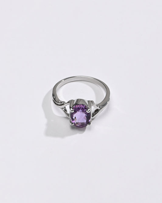 Amethyst (Jamunia) Ring – 925 Silver Minimalist - #1175N4