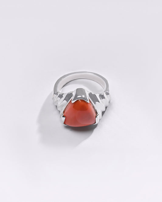 Premium Coral (Moonga) Ring in 925 Silver - #1233BT2