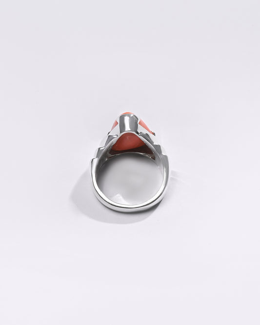Premium Coral (Moonga) Ring in 925 Silver - #1233BT2