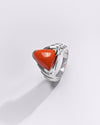 Premium Coral (Moonga) Ring in 925 Silver - #1233BT2