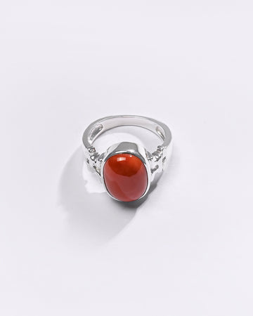 Premium Coral (Moonga) Ring in 925 Silver - #1199B