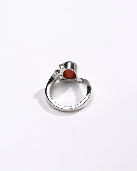 Classic Red Coral (Moonga) Ring in Sterling Silver – #1176 Ov