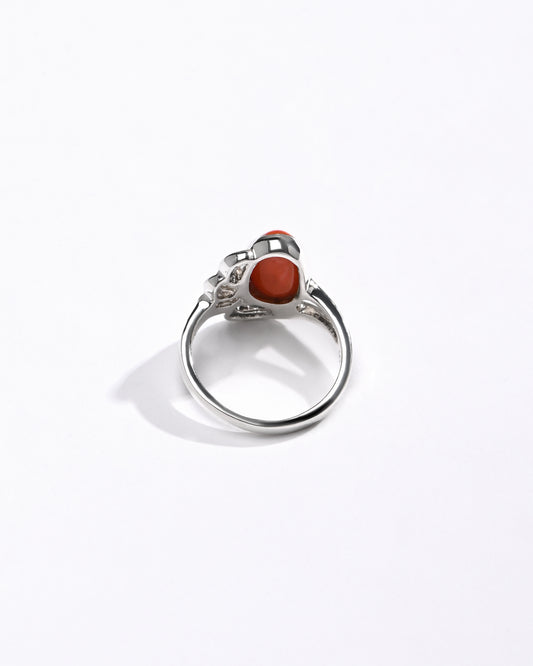 Radiant Red Coral (Moonga) Ring in 925 Silver – #1191 Ov
