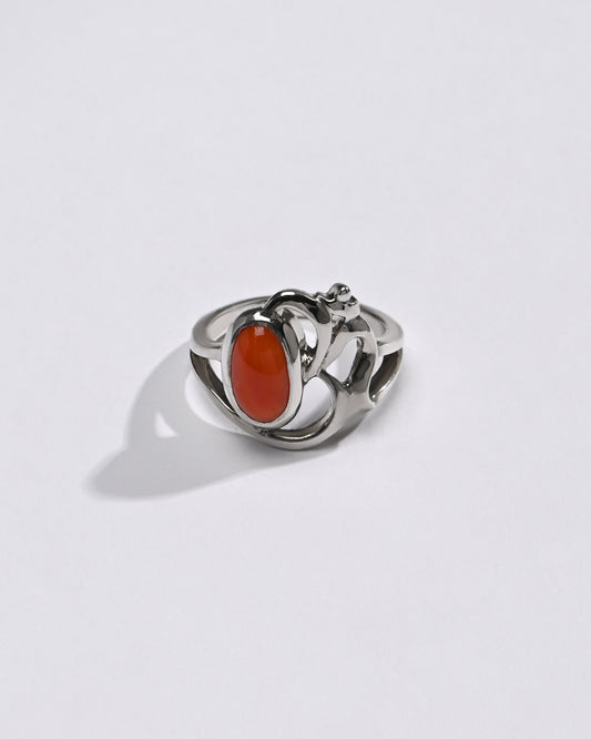 Rich-Hue Coral (Moonga) Ring – 925 Silver - #1284 Ov