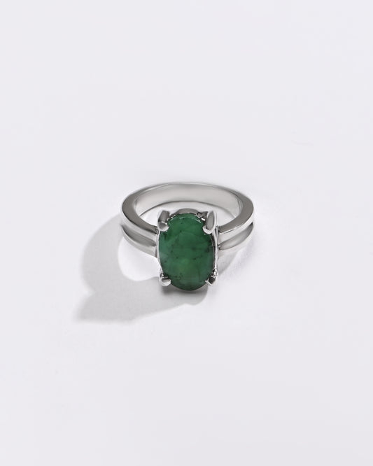 Rich Hue Emerald (Panna) Ring – 925 Silver - #1139N4
