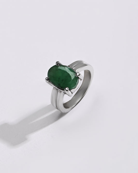 Rich Hue Emerald (Panna) Ring – 925 Silver - #1139N4 - Myra