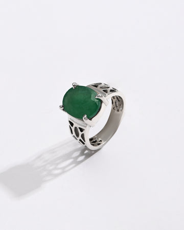 Elevated Emerald (Panna) Ring – 925 Silver - #1162N4 - Myra