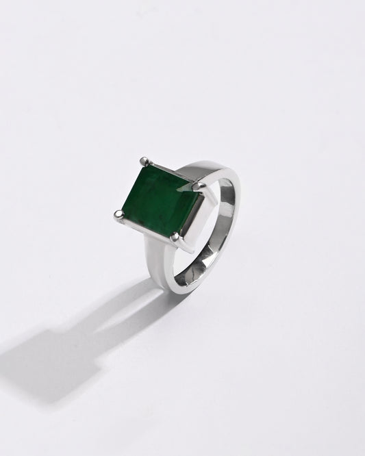 Sleek Emerald (Panna) Ring – 925 Silver - #1200N4 Sq