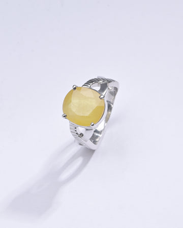 Natural Yellow Sapphire (Pukhraj) Ring in 925 Silver – #1104N4 - Myra